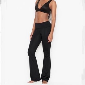 Victorias Secret Black Fold Over Flare Leggings Size 6